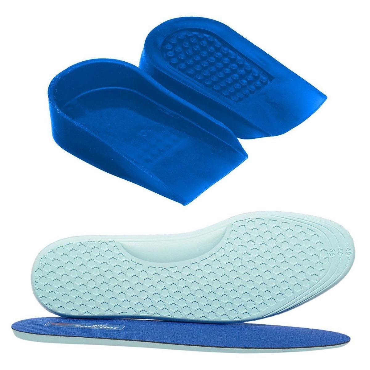 Kit Palmilha E Calcanheira Gel Over Boots P.u Ortopédica Silicone Esporão Calcâneo - Azul Menor preço em Kit Palmilha E Calcanheira Gel Over Boots P.u Ortopédica Silicone Esporão Calcâneo - Azul