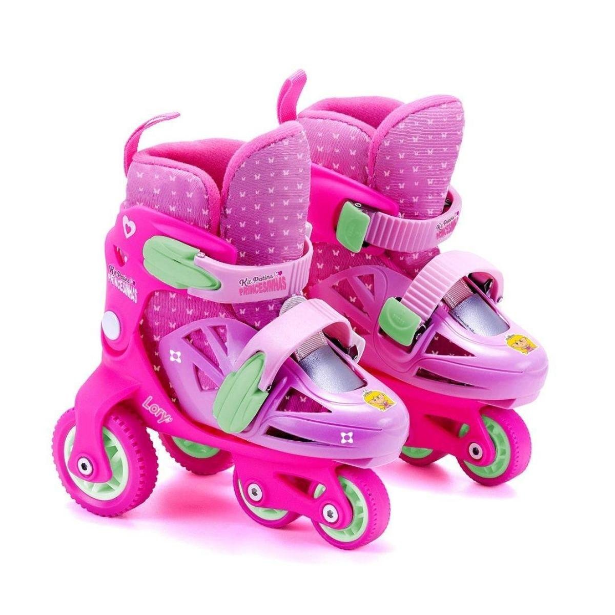 Kit Patins Ajustável Princesinha Rosa - TAM 31-34 - Unik Toys - Rosa Menor preço em Kit Patins Ajustável Princesinha Rosa - TAM 31-34 - Unik Toys - Rosa