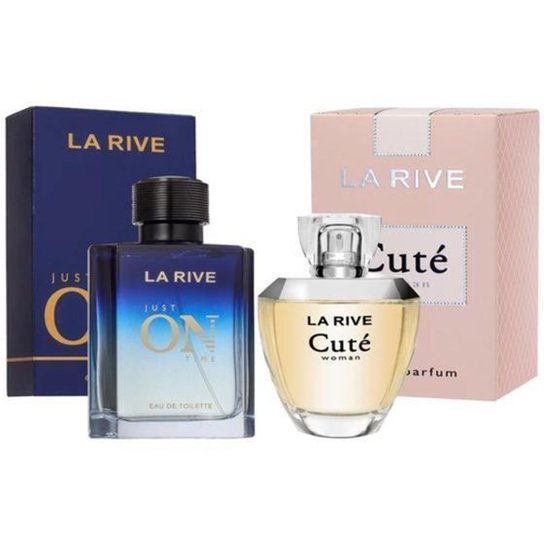 Kit Perfume Just On Time Masculino E Cuté Feminino La Rive 100Ml
