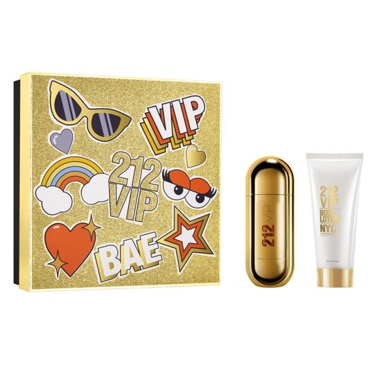 Kit Perfume Feminino 212 Vip Carolina Herrera Eau de Parfum 50ml + Loção Corporal 75ml - Incolor
