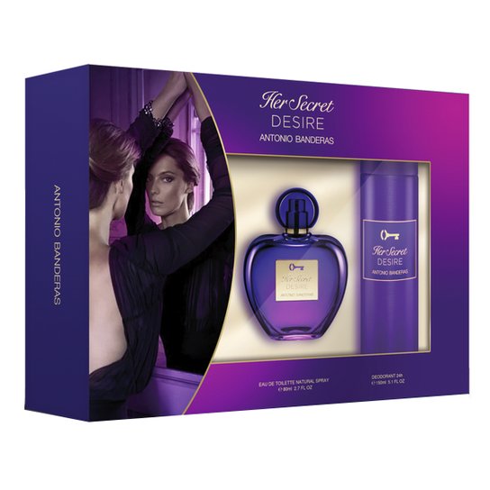 Kit Perfume Feminino Her Secret Desire Antonio Banderas EDT 80ml + Desodorante 150ml - Incolor