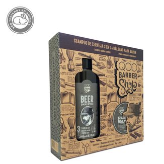 Kit QOD Barber Shop Shampoo de Cerveja 3 em 1 + Bálsamo para Barba Beard Balm