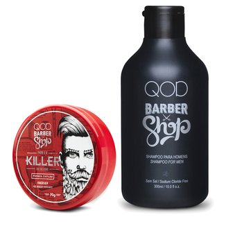 Kit QOD Pomada Barber Shop Killer 70g + Shampoo Barber Shop 300ml