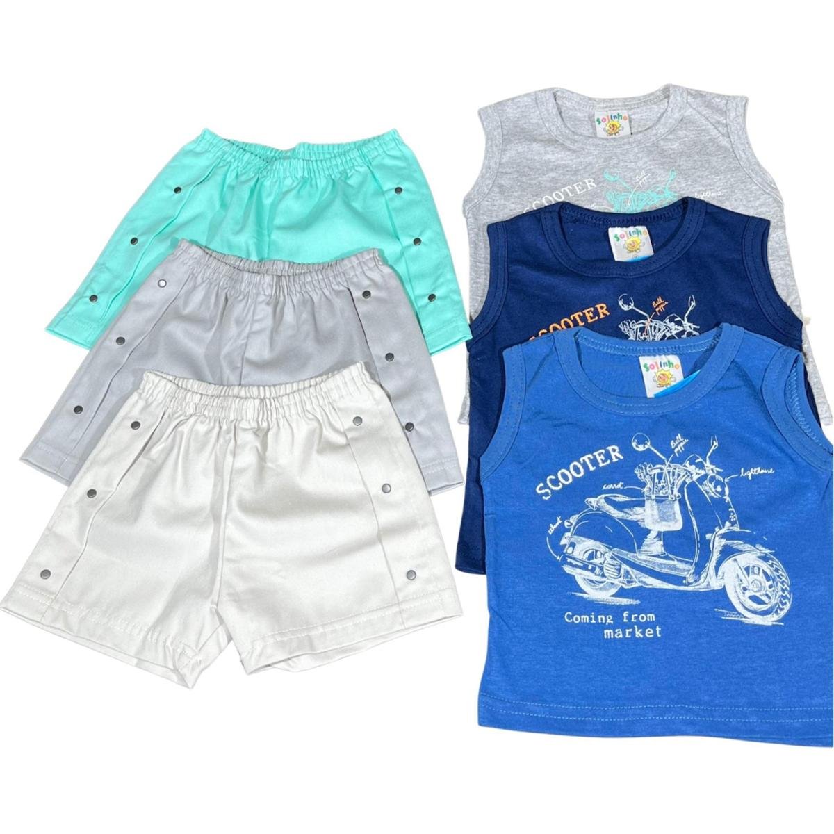 kit Regada Infantil Bebê Mais Short Verão Masculino - Marinho Menor preço em kit Regada Infantil Bebê Mais Short Verão Masculino - Marinho