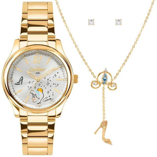 Kit Relógio Disney CONDOR Feminino Dourado CO2035NNC/K4K