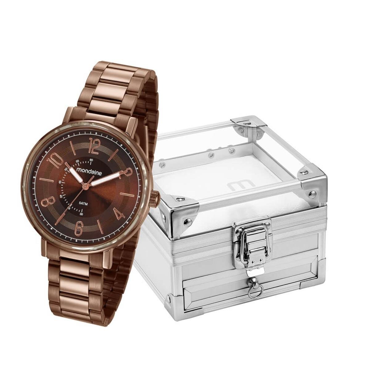 relogio mondaine marrom