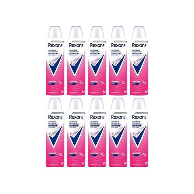 Kit Rexona Desodorante Power Dry Aerosol Feminino - 150ml 10 Unidades