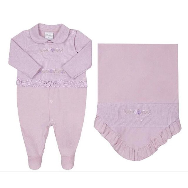 Kit Saída Maternidade Luxo Bebê Menina Bordado Paraiso 16153