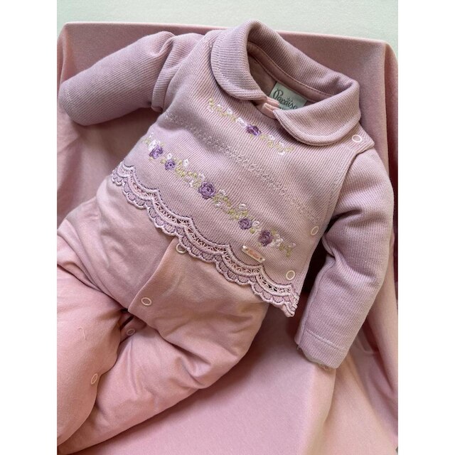 Kit Saída Maternidade Luxo Bebê Menina Bordado Paraiso 16153