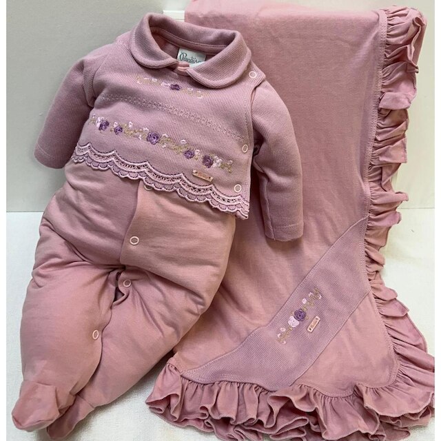 Kit Saída Maternidade Luxo Bebê Menina Bordado Paraiso 16153