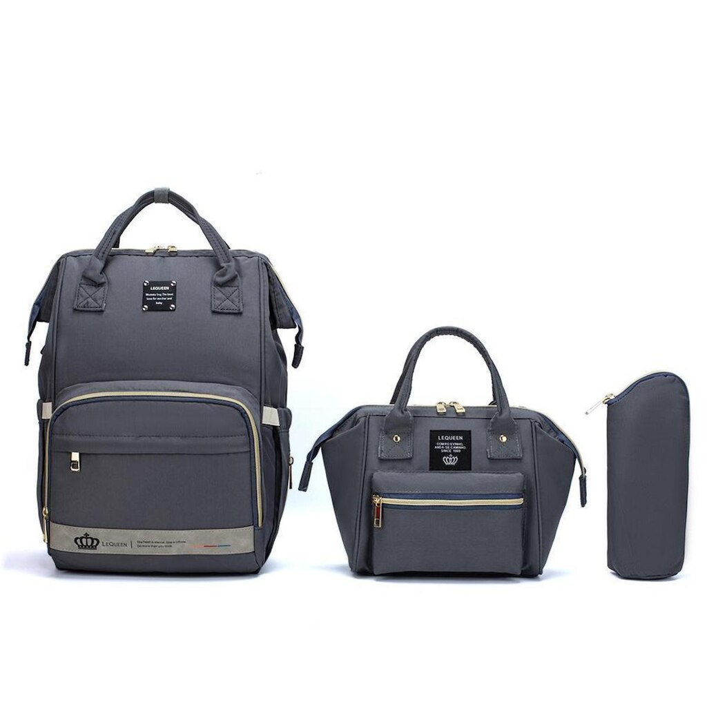 Kit Saída Maternidade Viagem Lequeen Bolsa Mochila Trocador USB Porta Mamadeira Impermeável 15L