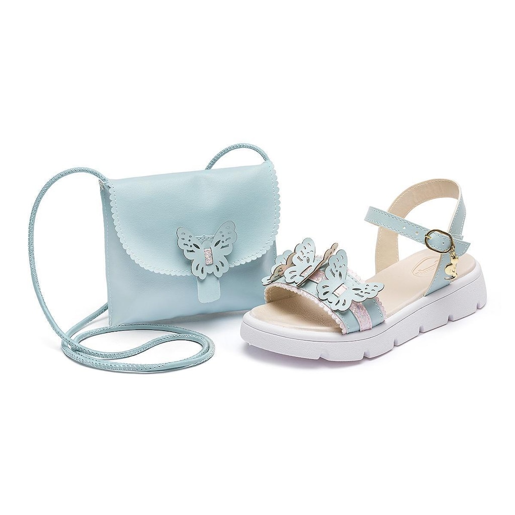 Kit Sandália Esportiva Infantil Menina Antiderrapante Azul Borboleta Leve Casual Mzkid