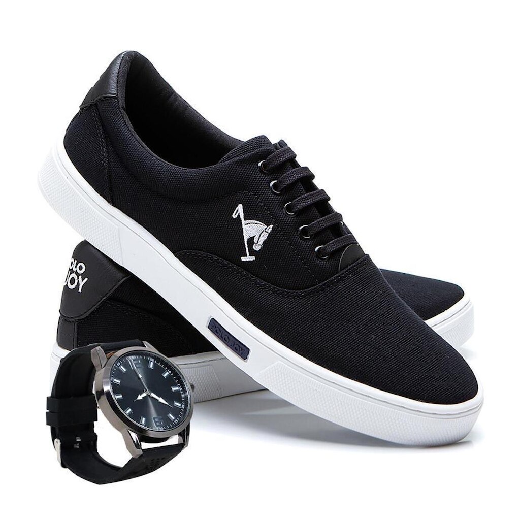Kit Sapatênis Casual Masculino Polo Joy Sport + Relógio
