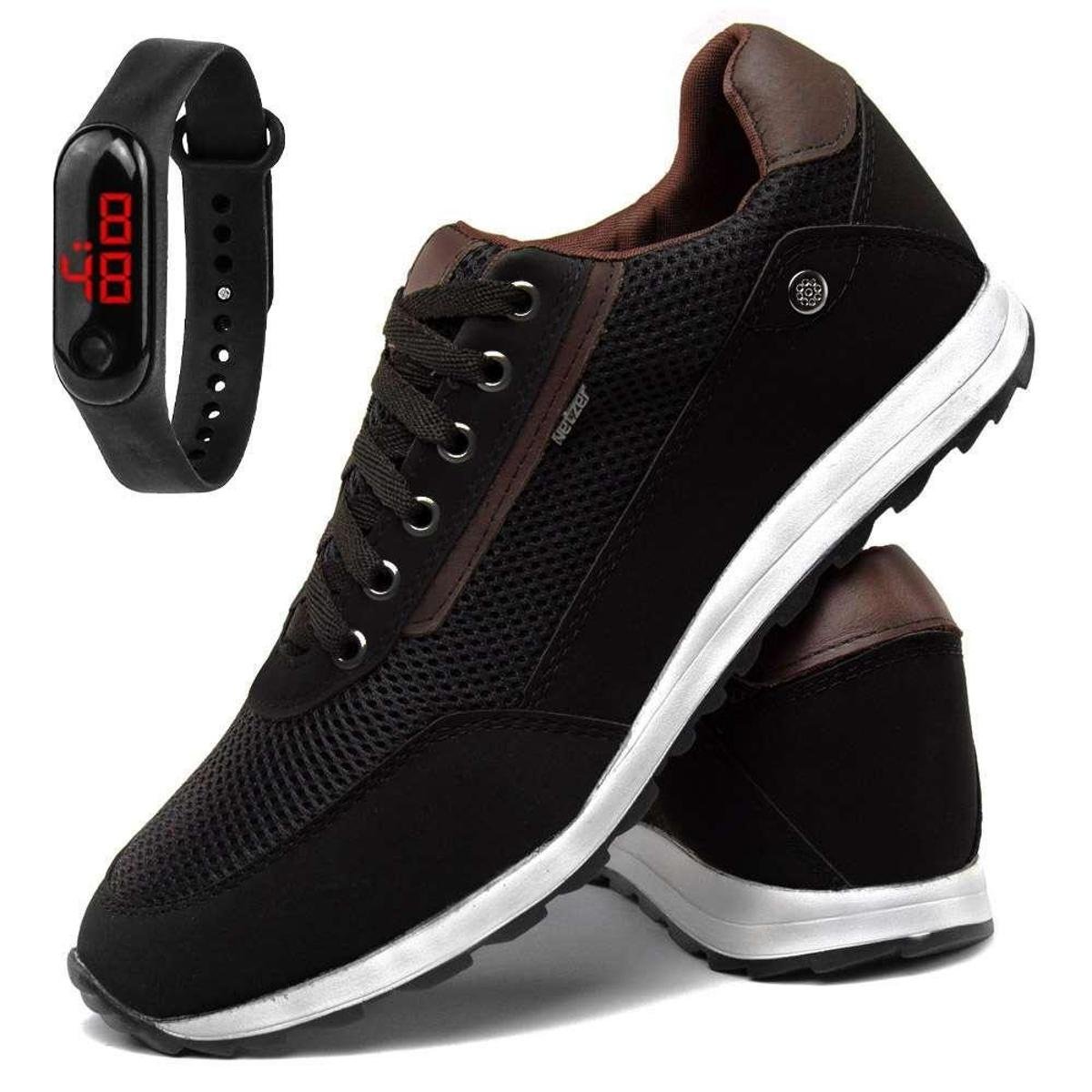 Kit Sapatênis Casual SapatoFran Jogging + Relógio Digital Masculino - Preto Menor preço em Kit Sapatênis Casual SapatoFran Jogging + Relógio Digital Masculino - Preto