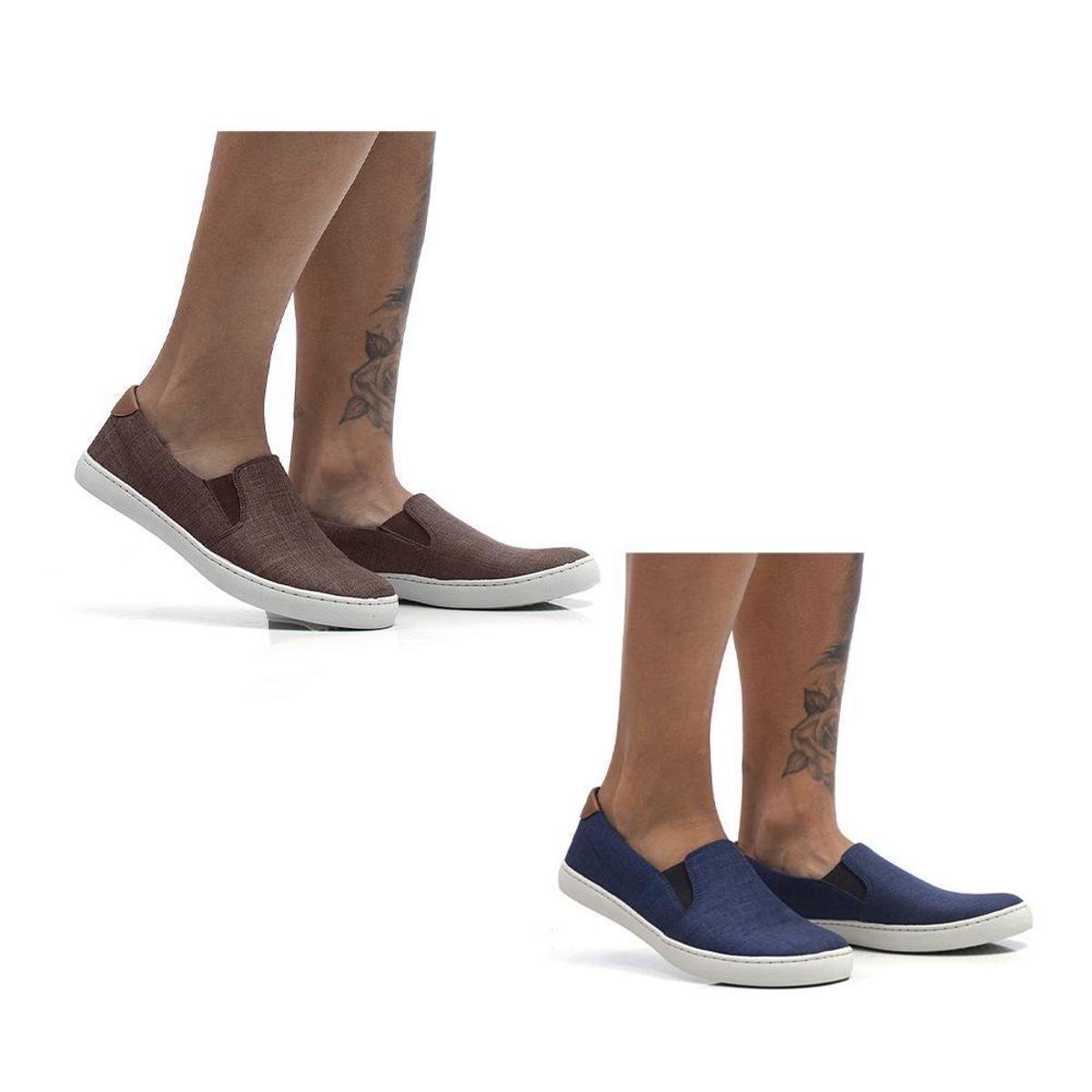 Kit Sapatênis Masculino Slip On Casual Conforto Verão - Azul+Vermelho |  Zattini
