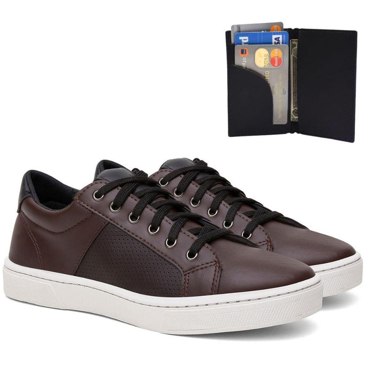 Kit Sapatenis Tenis Casual Flexível Leve Homem Estiloso Moderno Casual Palmilha Gel + Carteira Menor preço em Kit Sapatenis Tenis Casual Flexível Leve Homem Estiloso Moderno Casual Palmilha Gel + Carteira