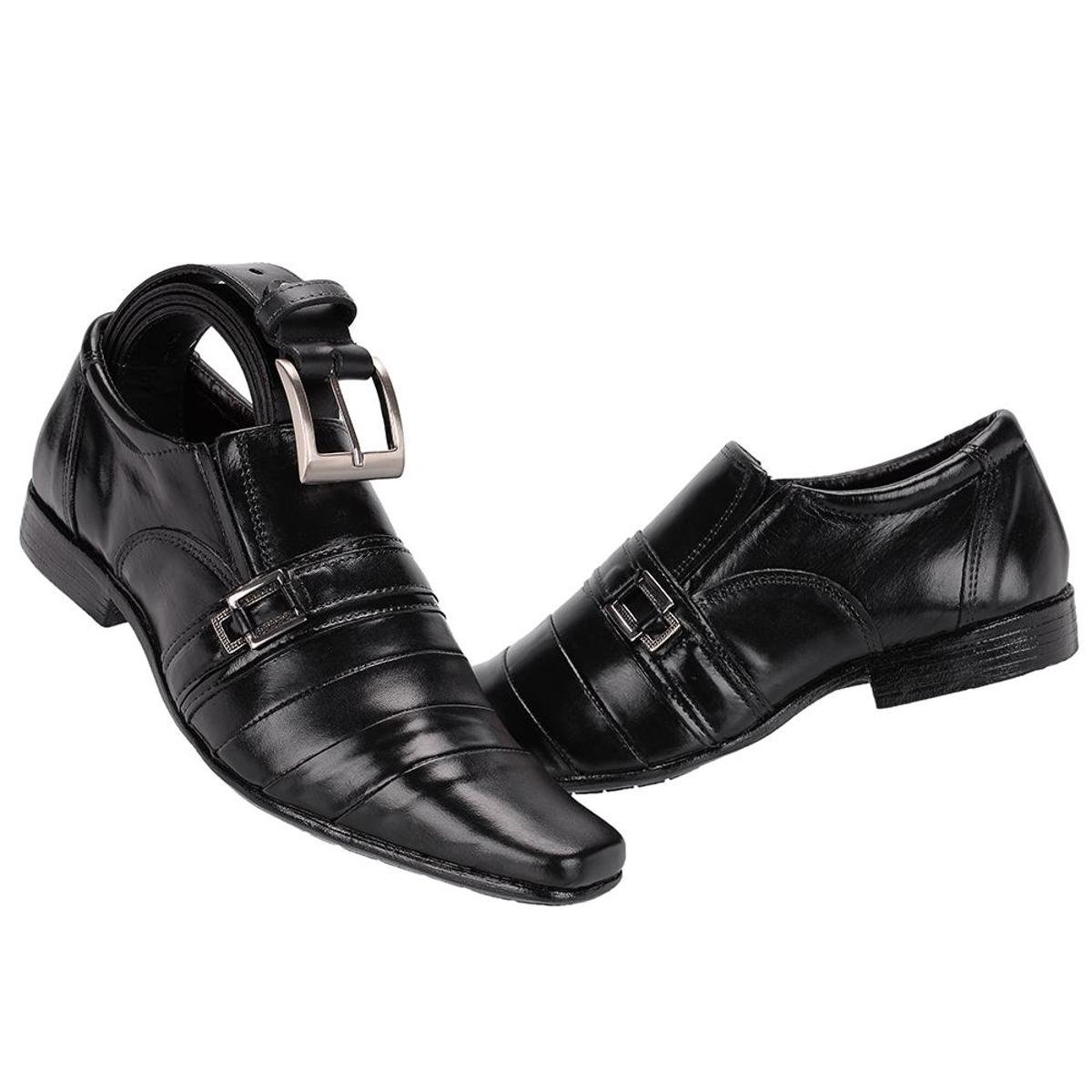 Kit Sapato Social c/ Cinto Couro Legítimo Leoppé Masculino Menor preço em Kit Sapato Social c/ Cinto Couro Legítimo Leoppé Masculino