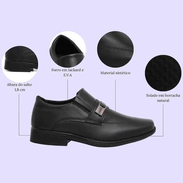 Kit Sapato Social Infantil Cinto Menino 445 Formatura Preto