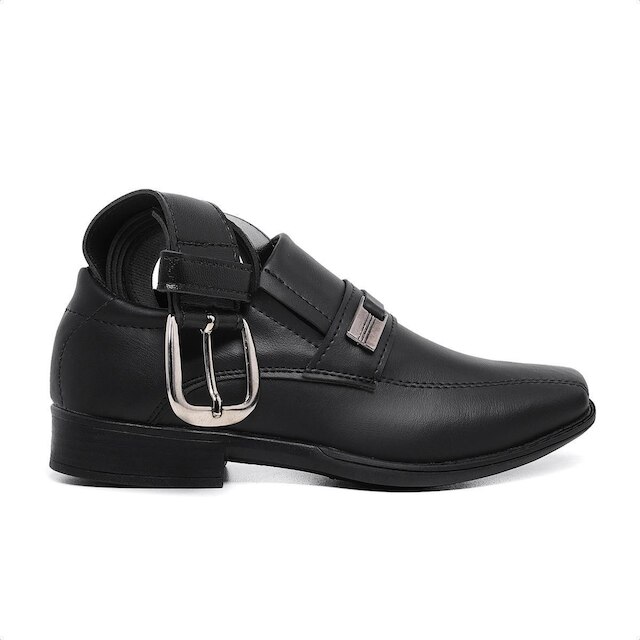 Kit Sapato Social Infantil Cinto Menino 445 Formatura Preto