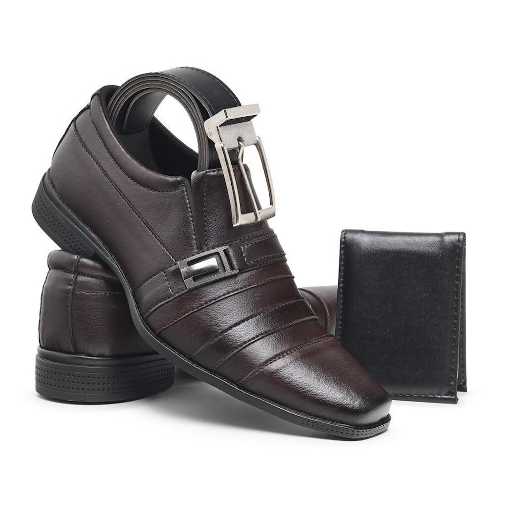 Kit Sapato Social Masculino + Cinto + Carteira