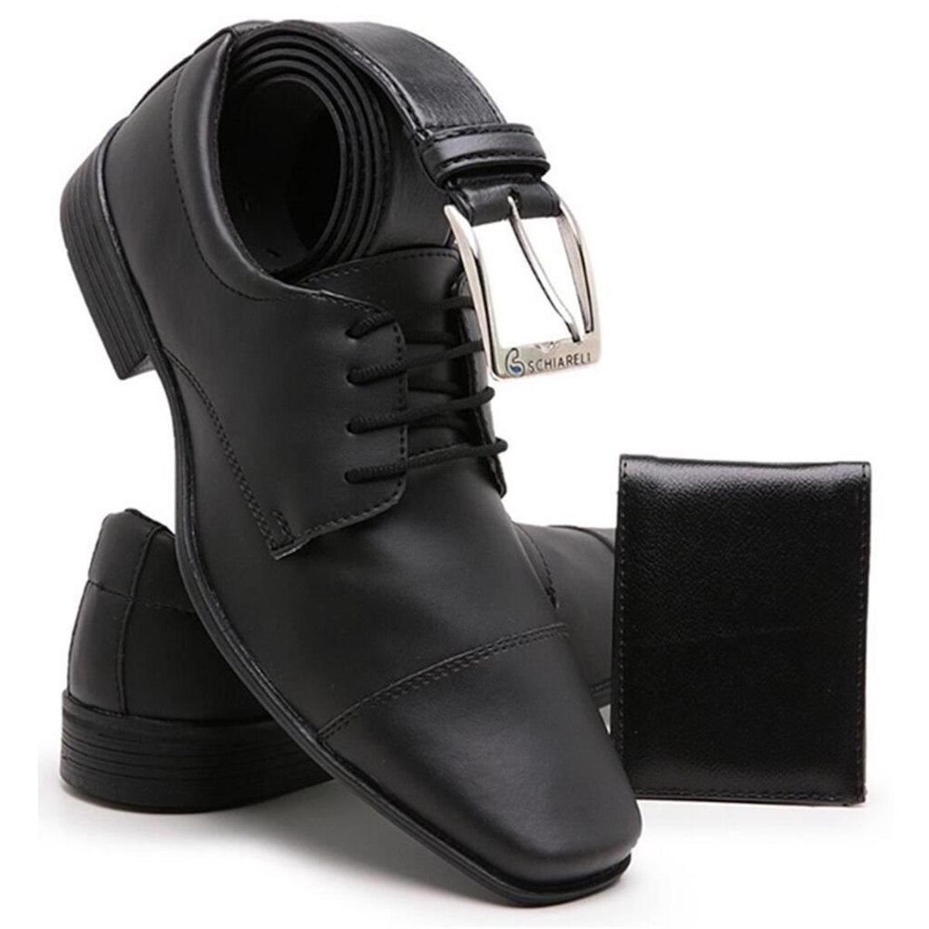 Kit Sapato Social Masculino Cinto e Carteira Com Atacador 701