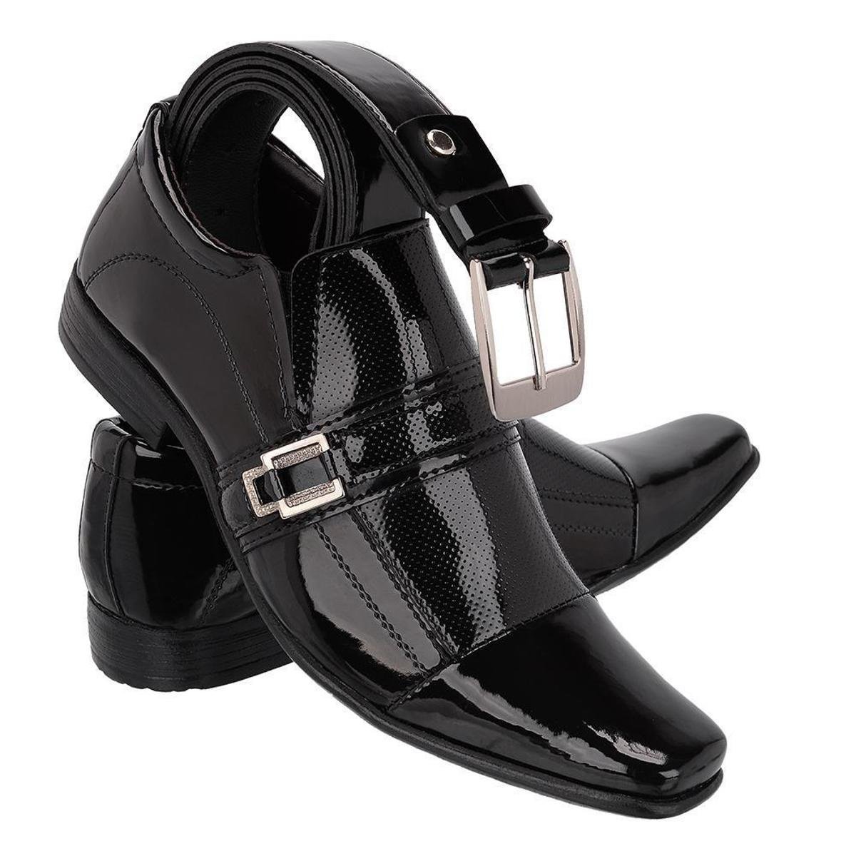Kit Sapato Social Masculino Com Cinto Verniz Leoppé - Preto | Zattini