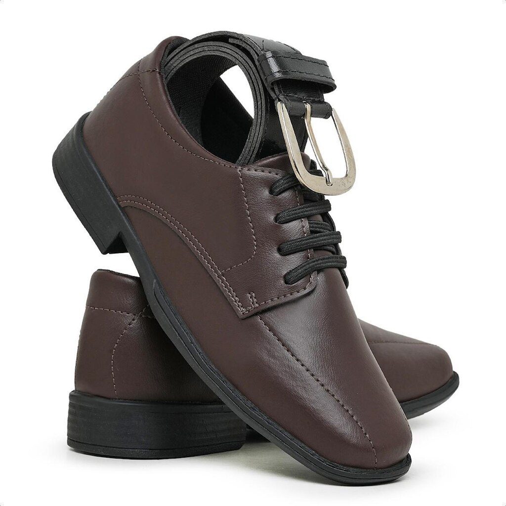 Kit Sapato Social Menino Infantil Criança Masculino Marrom Daminho Formatura Schiareli 447