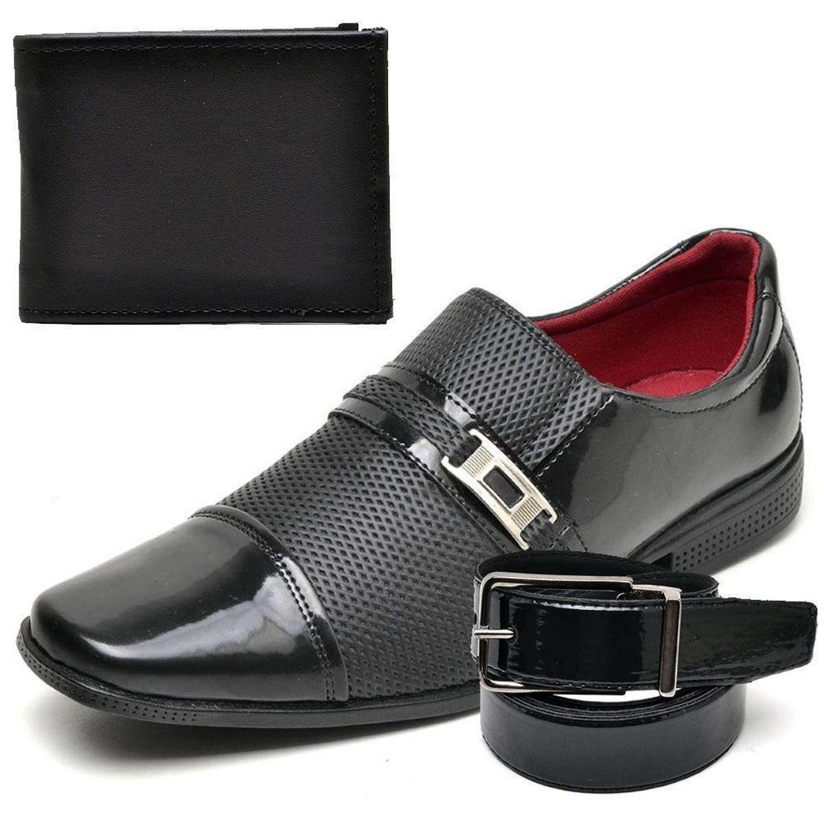 sapato social com cinto e carteira