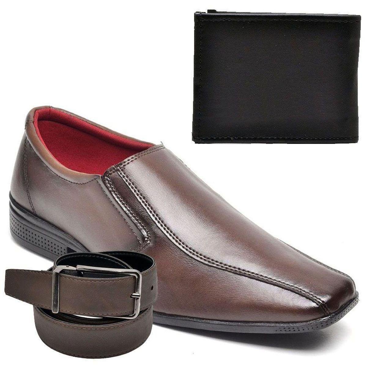 sapato social com cinto e carteira