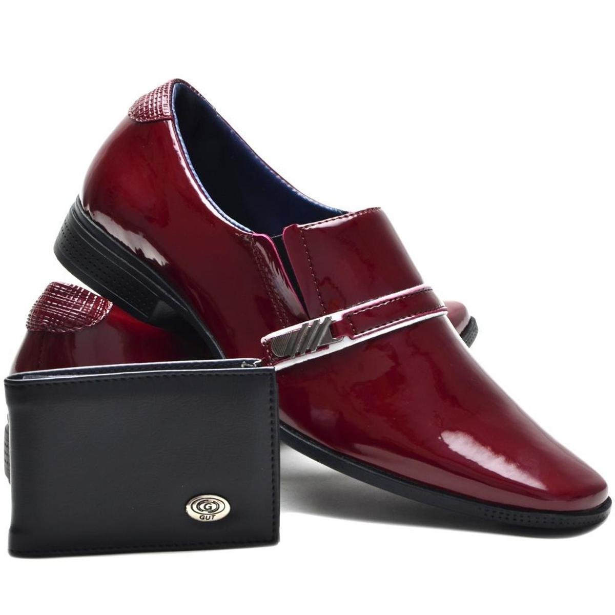 Kit Sapato Social Verniz + Carteira Ruggero Masculino - Vermelho Escuro |  Zattini