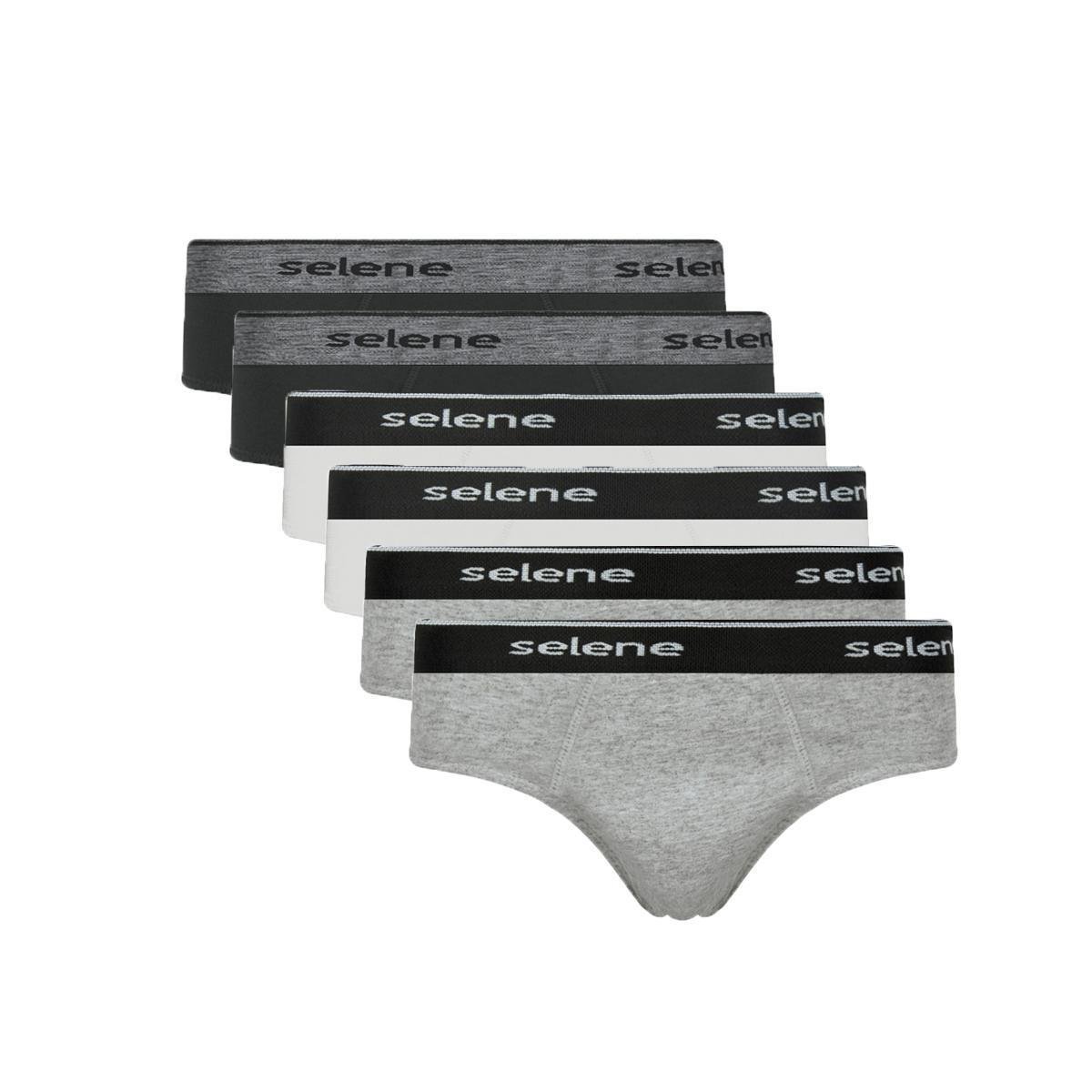 Kit Selene 6 Cuecas Slip Masculino - Preto e Branco e Cinza - Preto+Branco Menor preço em Kit Selene 6 Cuecas Slip Masculino - Preto e Branco e Cinza - Preto+Branco