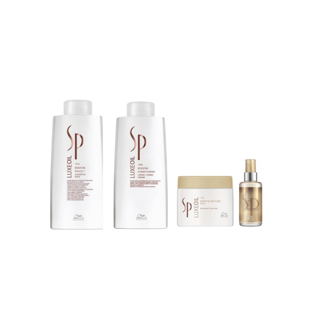 Kit Shampoo Condicionador Máscara E óleo Wella Sp Luxe Oil Incolor