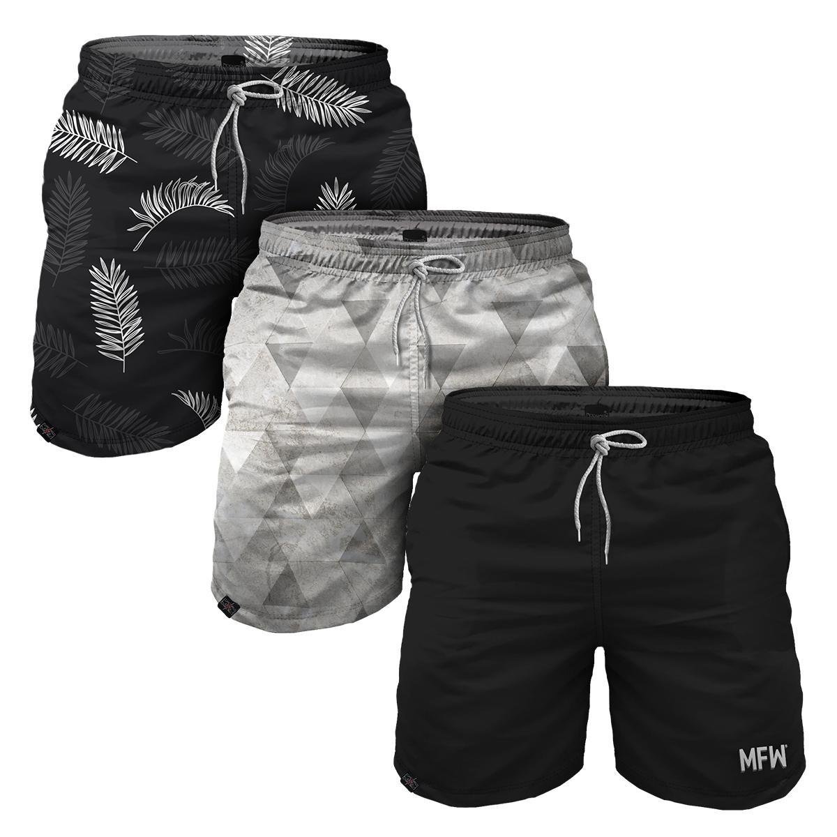Kit Short Básico Tactel Masculino Com Bolsos - Colorido Menor preço em Kit Short Básico Tactel Masculino Com Bolsos - Colorido