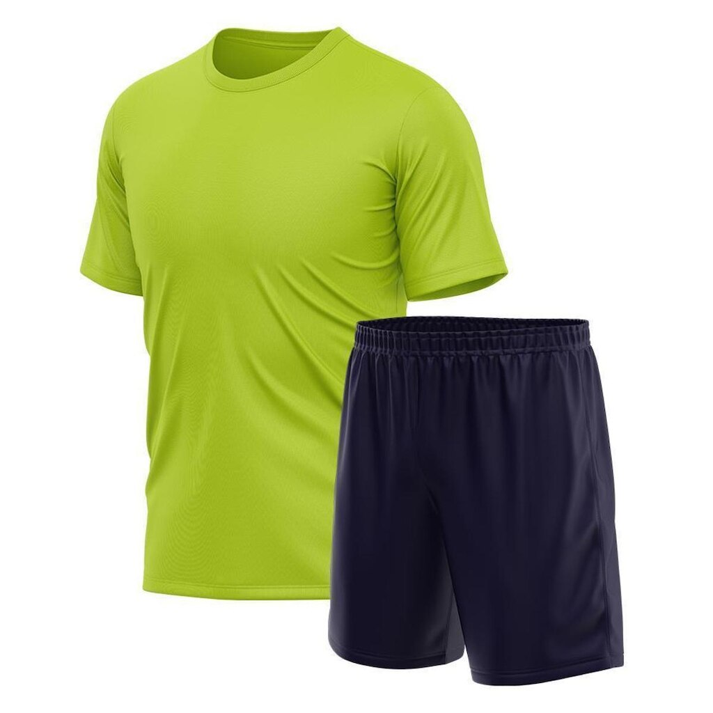 Kit Short Marinho + Camiseta Masculina Esporte Treino