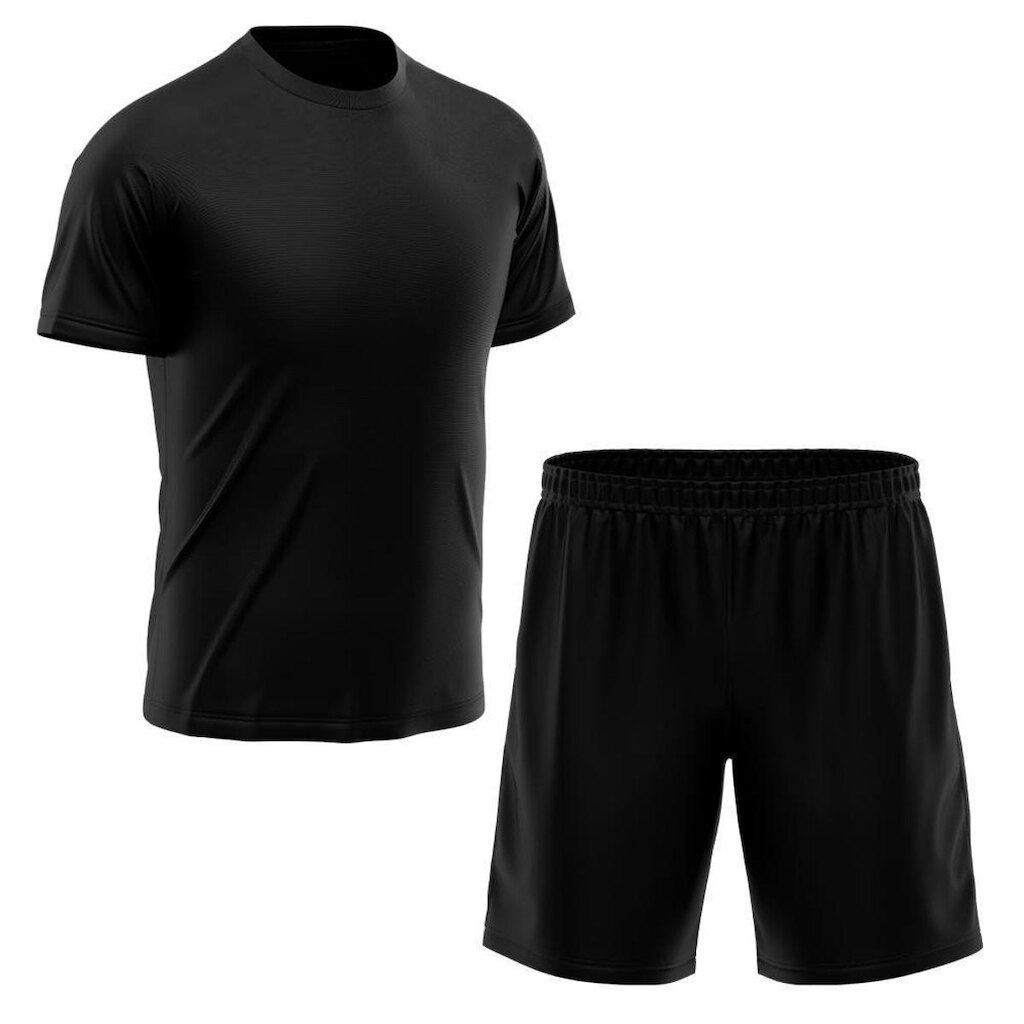 Kit Short Preto + Camiseta Masculina Dry Esporte Treino Academia Futebol Camisa Blusa