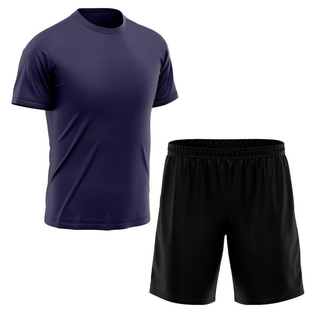 Kit Short Preto + Camiseta Masculina Dry Esporte Treino Academia Futebol Camisa Blusa