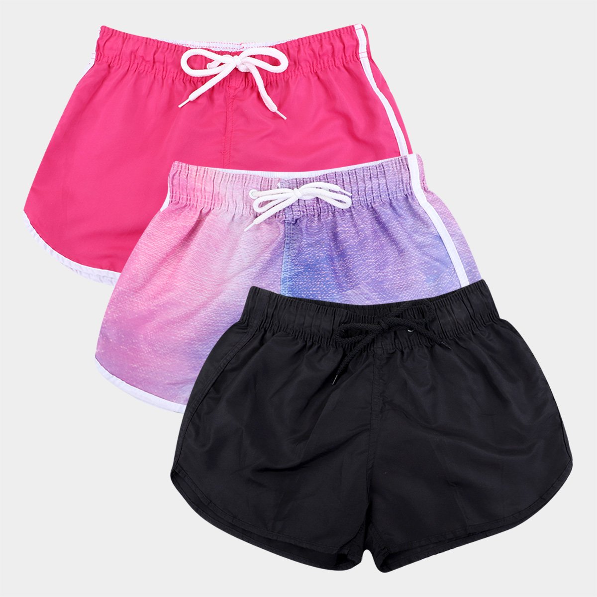 Kit Short Wall 3 Peças Feminino - Rosa+Cinza Menor preço em Kit Short Wall 3 Peças Feminino - Rosa+Cinza