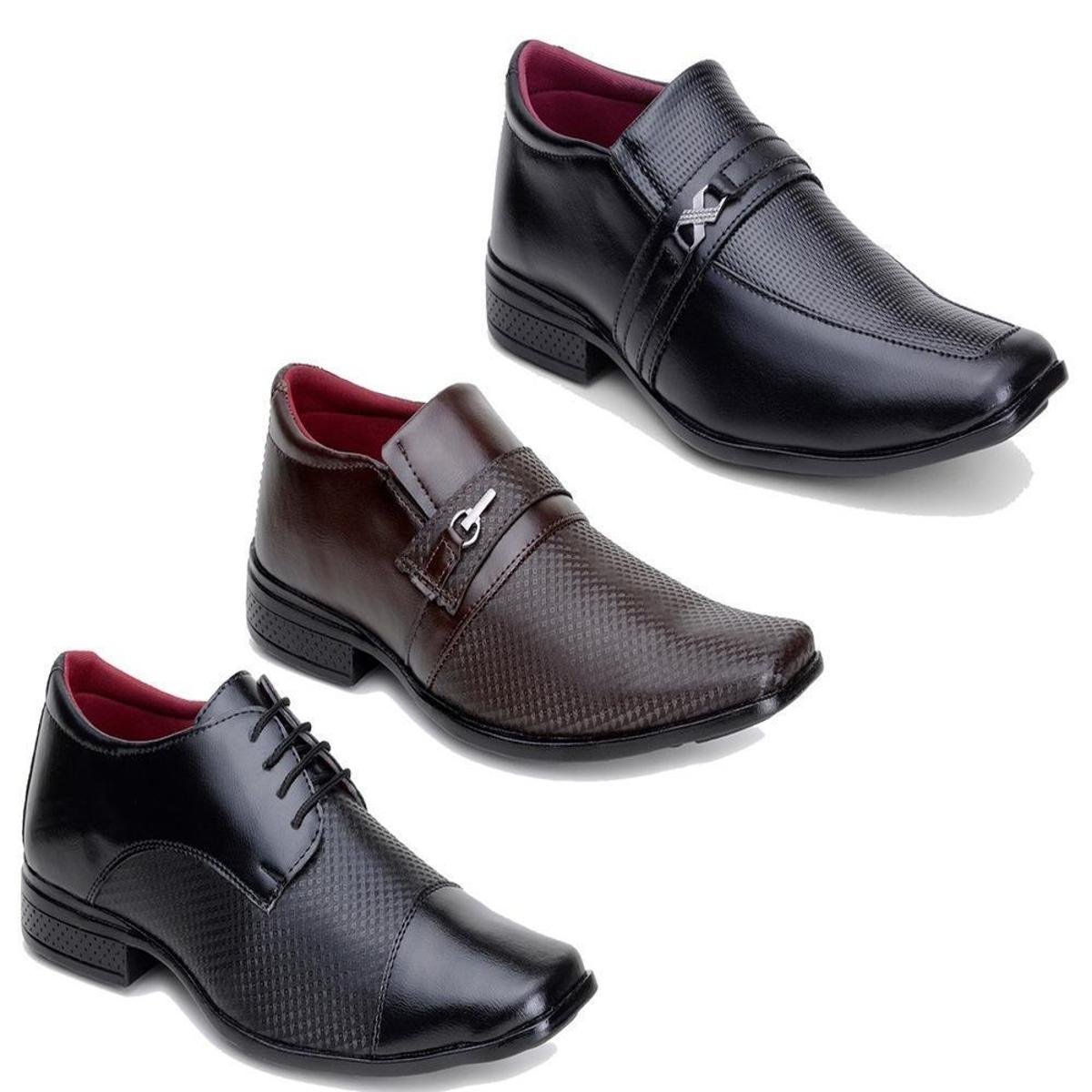 Kit Stefanini Calçados 3 Pares de Sapato Social Masculino - Preto+Marrom | Menor  preço com cupom