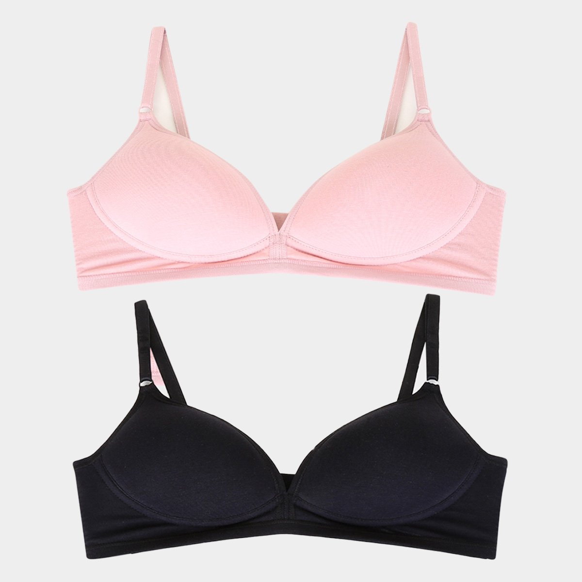 Kit Sutiã Delcotton Com Bojo 2 Peças - Bege+Preto Menor preço em Kit Sutiã Delcotton Com Bojo 2 Peças - Bege+Preto