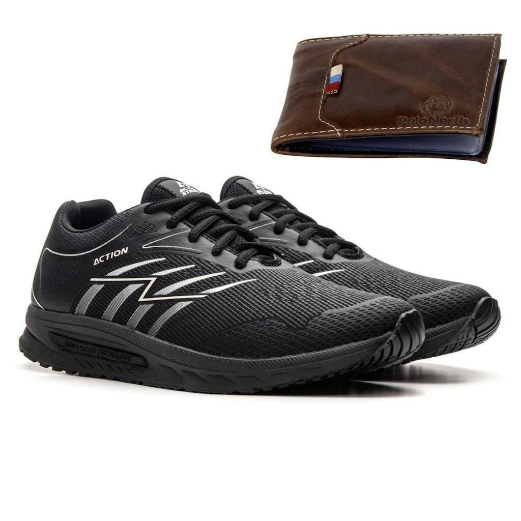 Kit Tênis + Carteira Masculino Action Street Confortável
