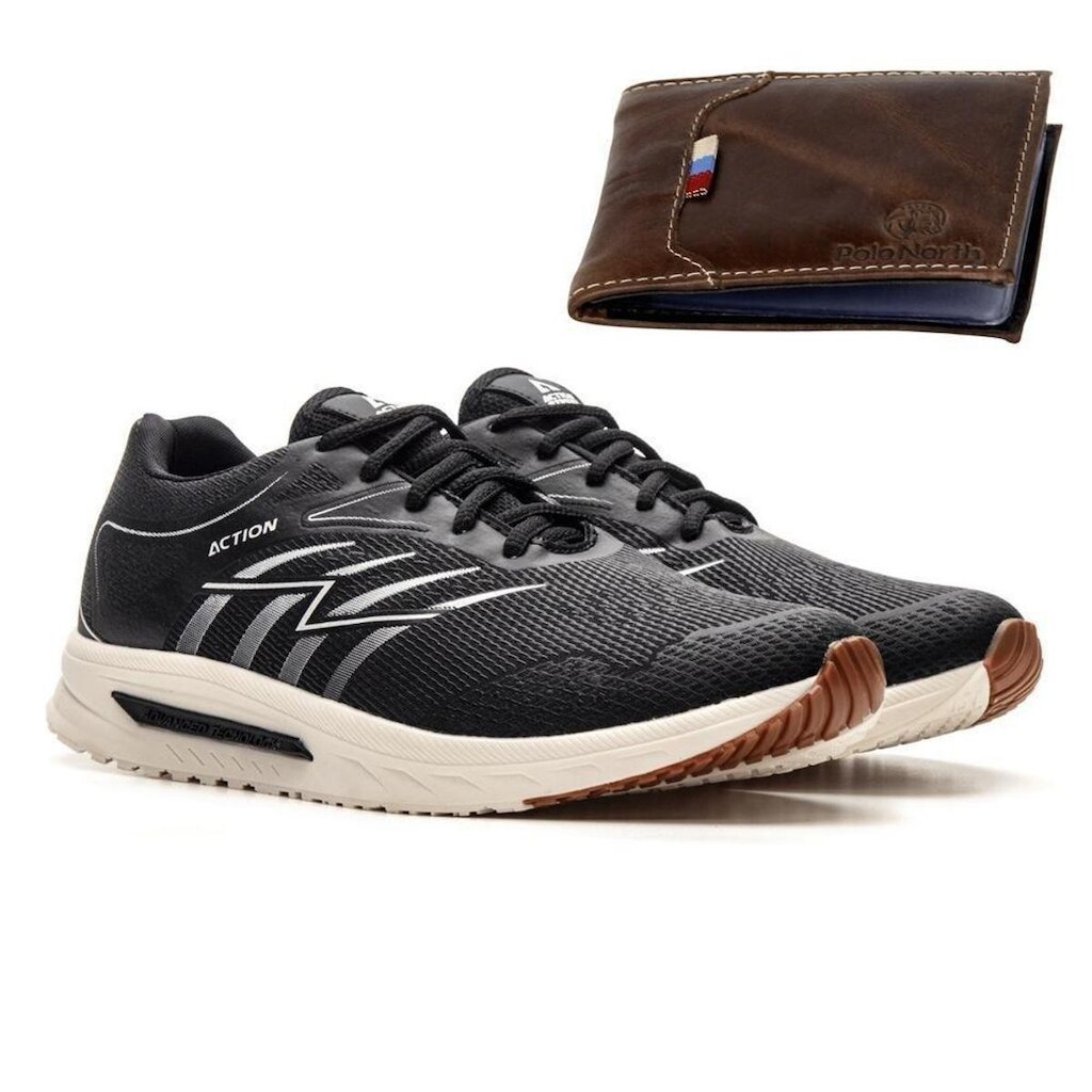 Kit Tênis + Carteira Masculino Action Street Confortável