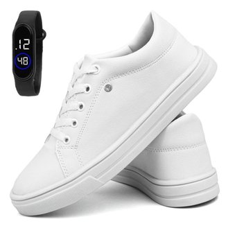 Kit Tênis Casual Feminino Cadarço Elegante Cristal + Relógio Digital