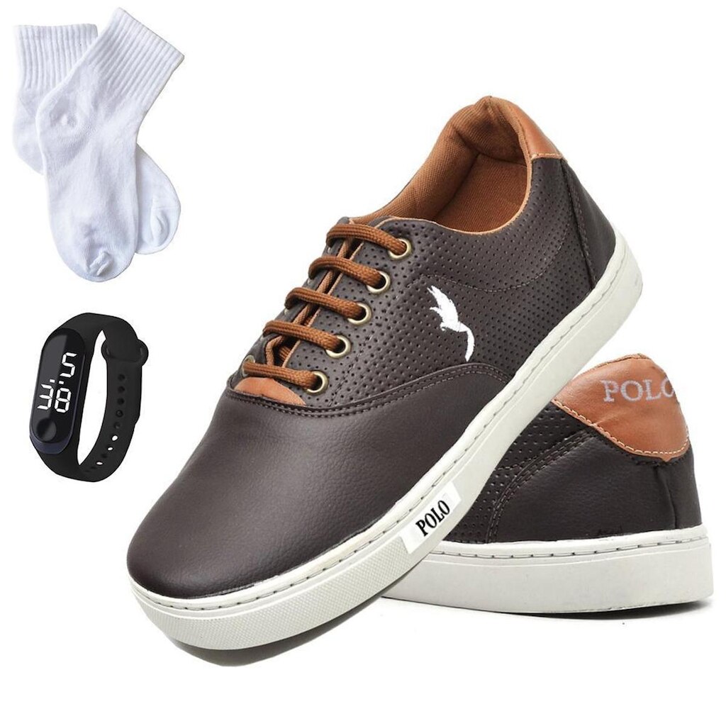 Kit Tênis Casual Infantil Menino + Relógio Digital + Meia