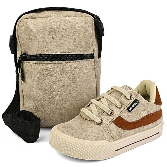 Kit Tênis Esportivo Infantil Menino Casual Cano Baixo Com Bolsa Areia Conforto Mzkid