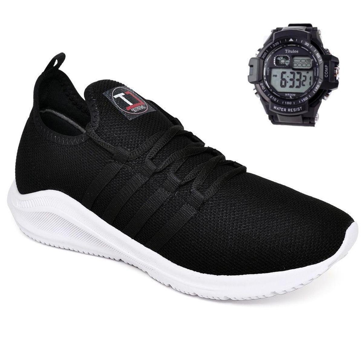 Kit Tênis Esportivo Para Academia Caminhada Corrida Treino Macio Leve + Relógio Menor preço em Kit Tênis Esportivo Para Academia Caminhada Corrida Treino Macio Leve + Relógio