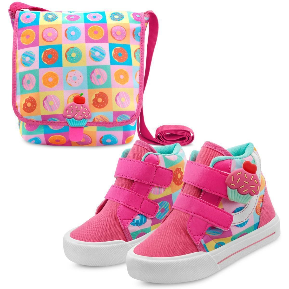 Kit Tênis Infantil Menina Com Bolsinha Feminino Cupcake Mz Shoes Menor preço em Kit Tênis Infantil Menina Com Bolsinha Feminino Cupcake Mz Shoes