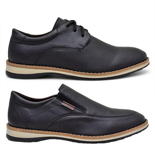 Kit Tenis Masculino e Sapato Oxford Liso Calce Fácil