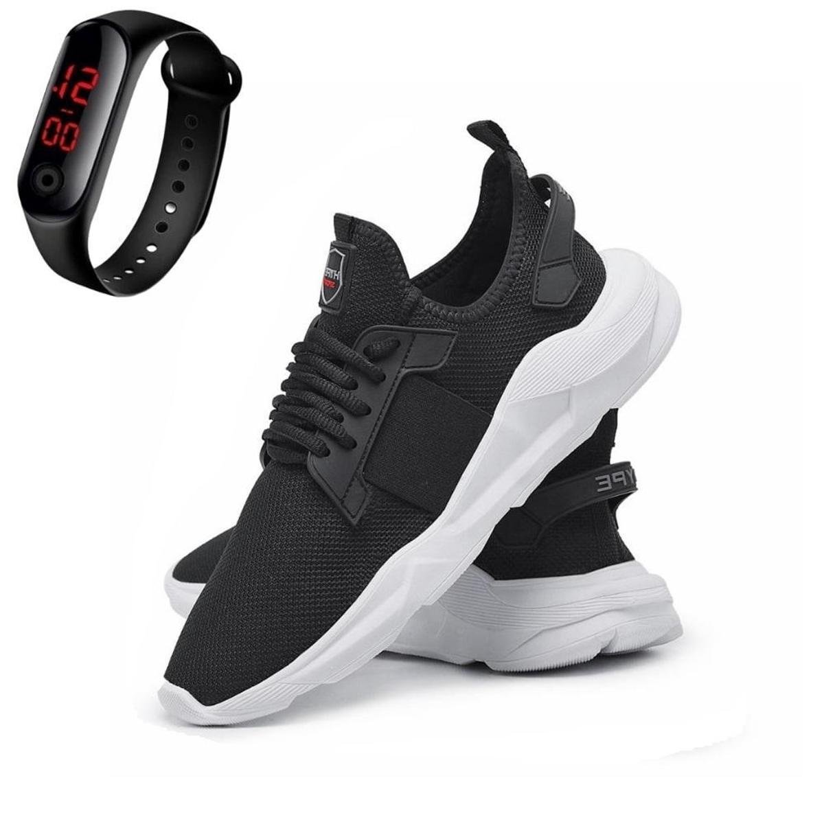 Kit Tenis Masculino Esporte Palmilha EVA Macia Com Relogio Digital Menor preço em Kit Tenis Masculino Esporte Palmilha EVA Macia Com Relogio Digital