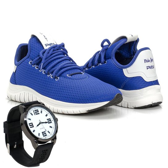 Kit Tênis Masculino Polo Joy Sport + Relógio - Azul