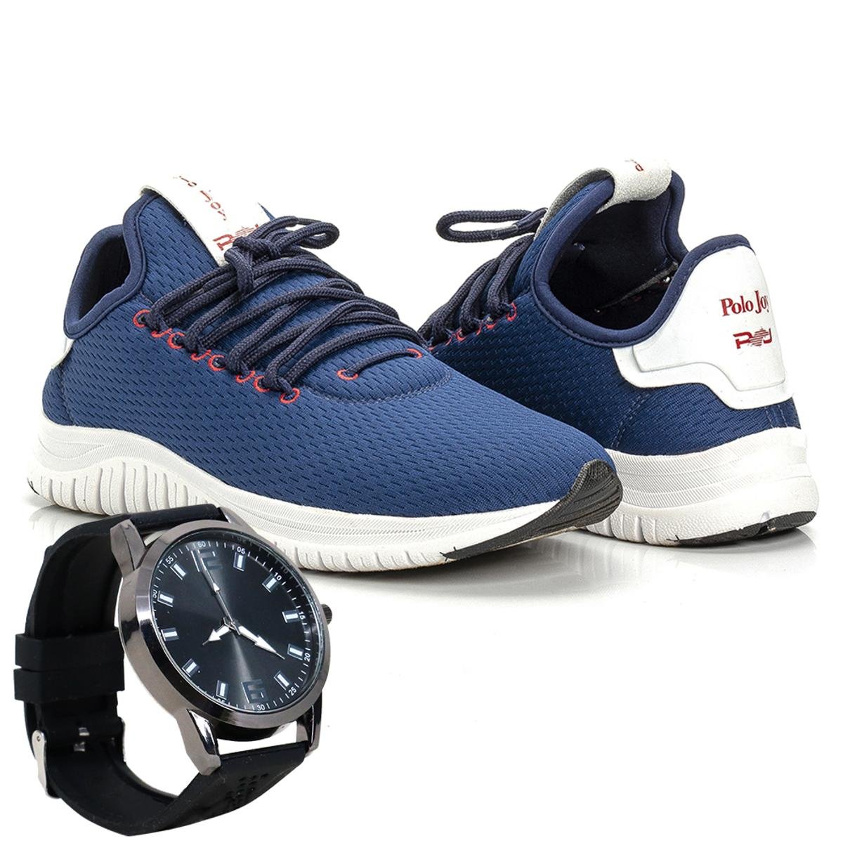 Kit Tênis Masculino Polo Joy Sport + Relógio - Azul Escuro é ruim? Kit Tênis Masculino Polo Joy Sport + Relógio - Azul Escuro é boa?
